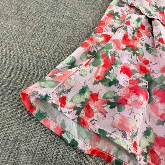 Harper Wren Cute Floral Romper Small Strapless Lined Light Lavender Red Green - Picture 3 of 16